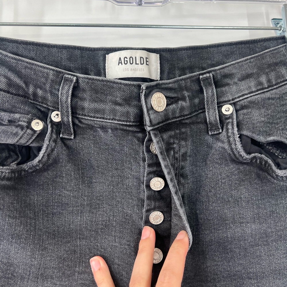 AGOLDE Riley High Rise Straight Leg Crop Jeans in Panoramic Button Fly - Picture 4 of 9